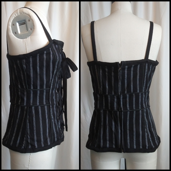 ❌SOLD Tripp Corset Striped XL Mall Goth Gothic Emo Punk Metal Rocker Pinup - Picture 5 of 9